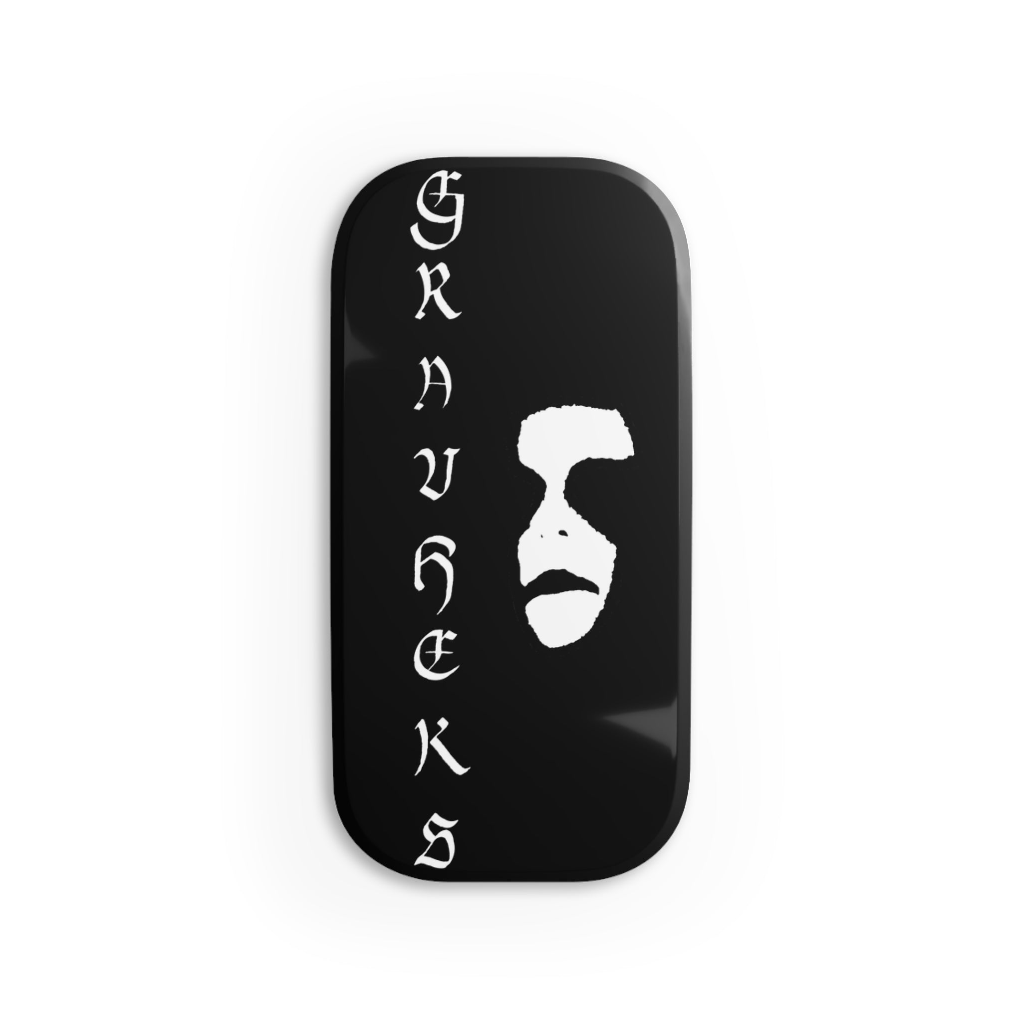 Gravheks Black Metal Phone Grip – Gothic Face Click-On Stand